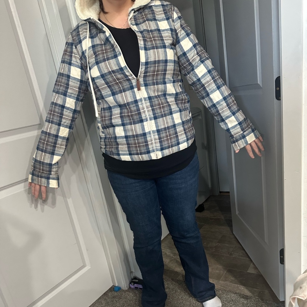 L.L. Bean Indigo and Tan Tartan Jacket